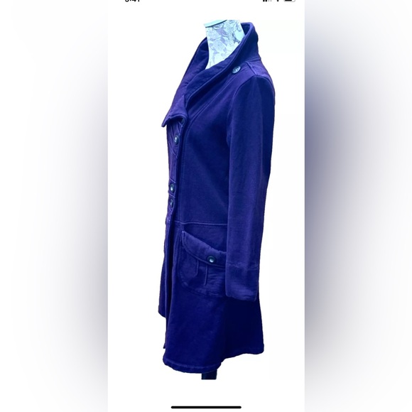 Juleselin Organic Cotton Trench Coat Jacket Purple Womens Size Small - Picture 6 of 12